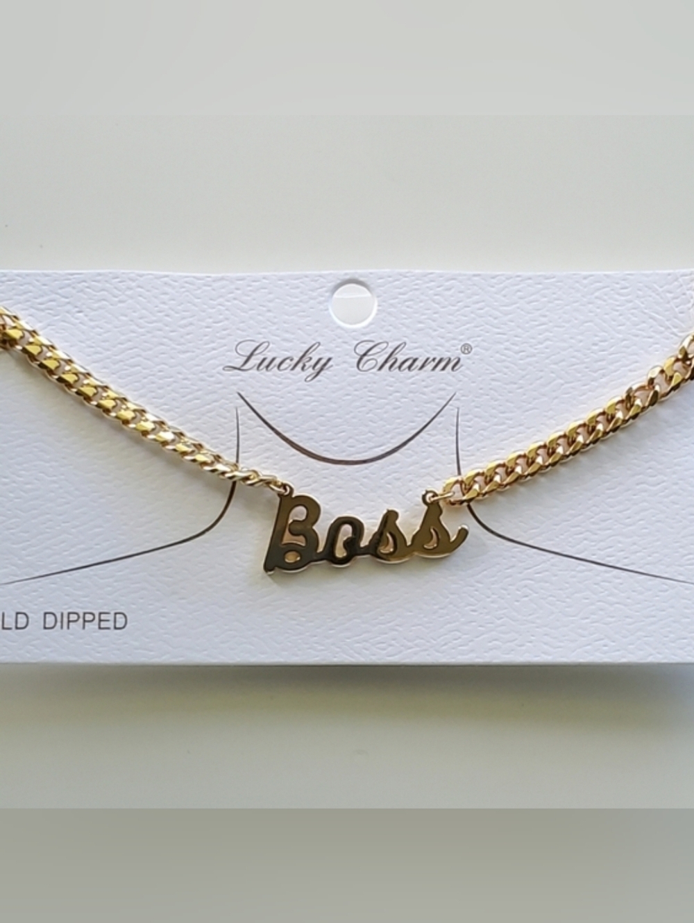 Gold Dipped Curb Chain Pendant Necklace